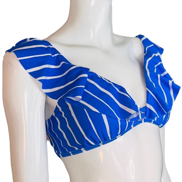 Raisins Blue & White Stripes Laces in Back 2 Piece Bikini Swimsuit - Picture 3 of 10
